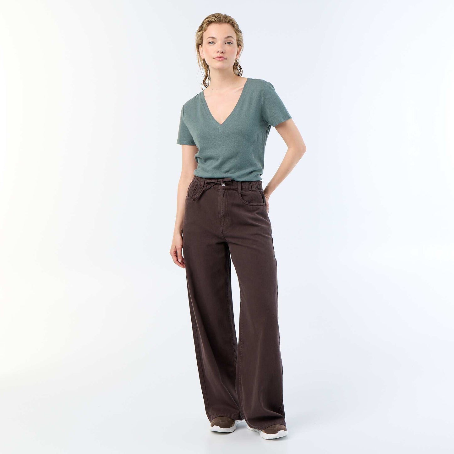 Basic V-neck Short-Sleeve T-shirt GREEN