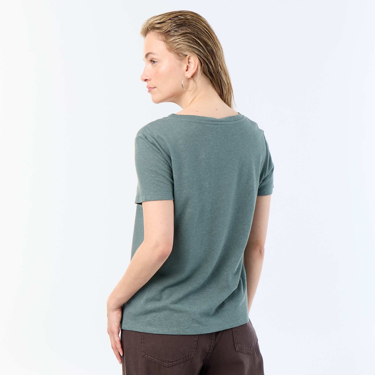 Basic V-neck Short-Sleeve T-shirt GREEN