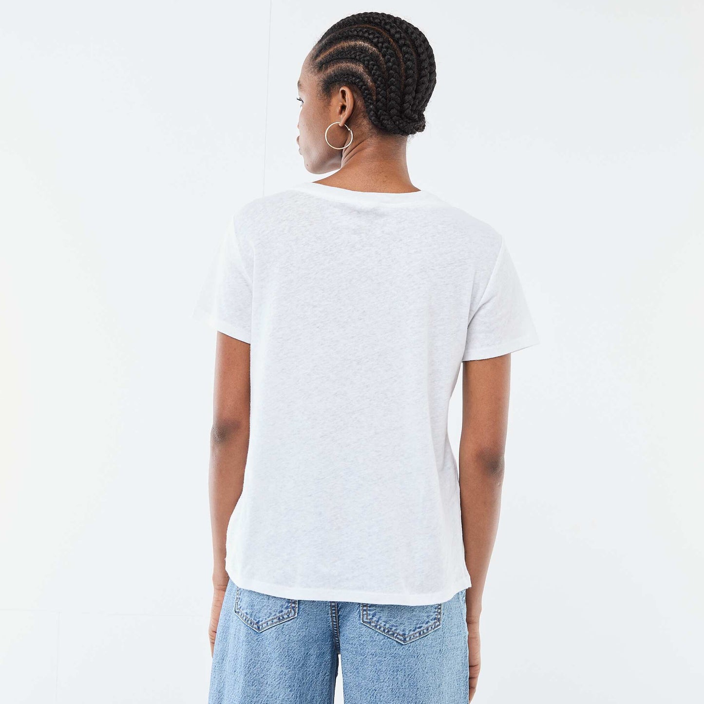 Basic V-neck Short-Sleeve T-shirt WHITE