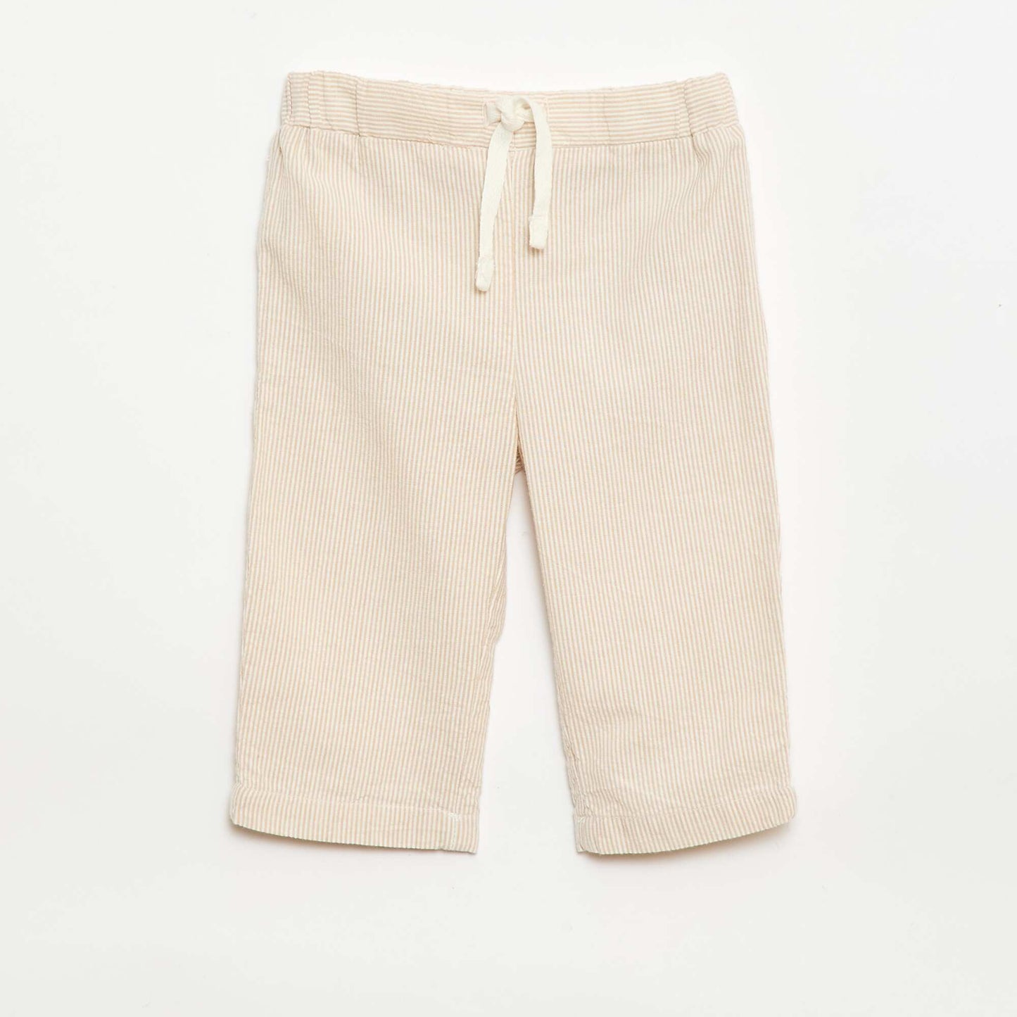 Ribbed knit trousers with elasticated waist BEIGE