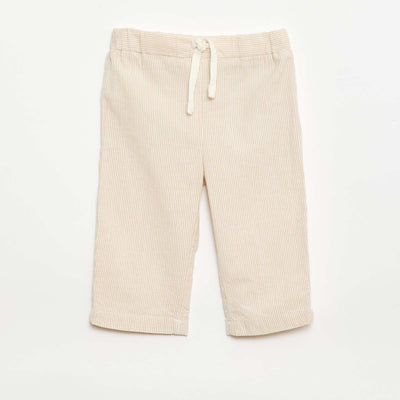 Ribbed knit trousers with elasticated waist BEIGE