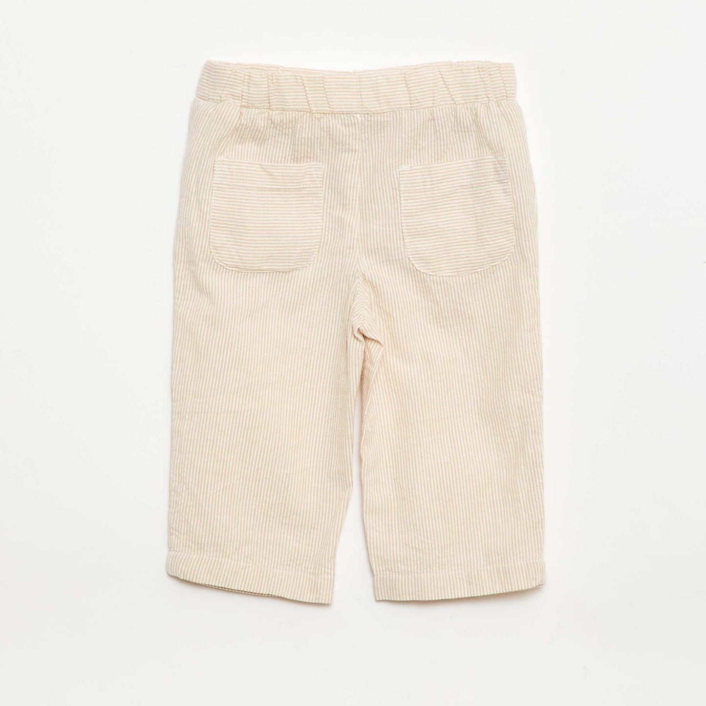 Ribbed knit trousers with elasticated waist BEIGE