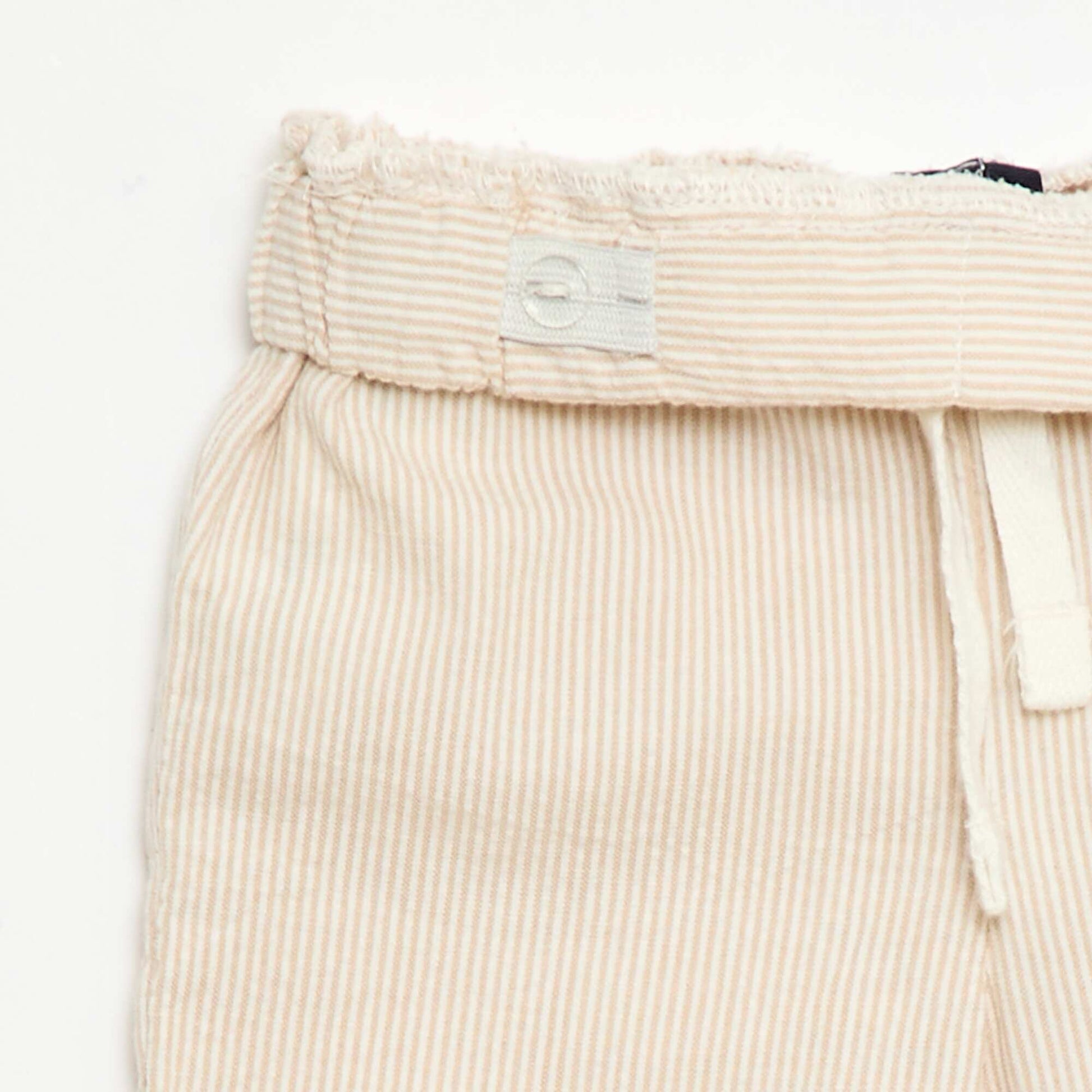 Ribbed knit trousers with elasticated waist BEIGE