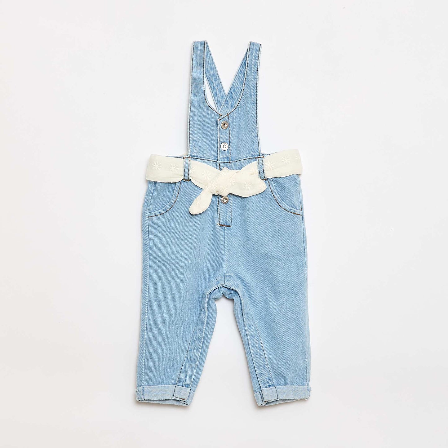 Long Denim Overalls WHITE