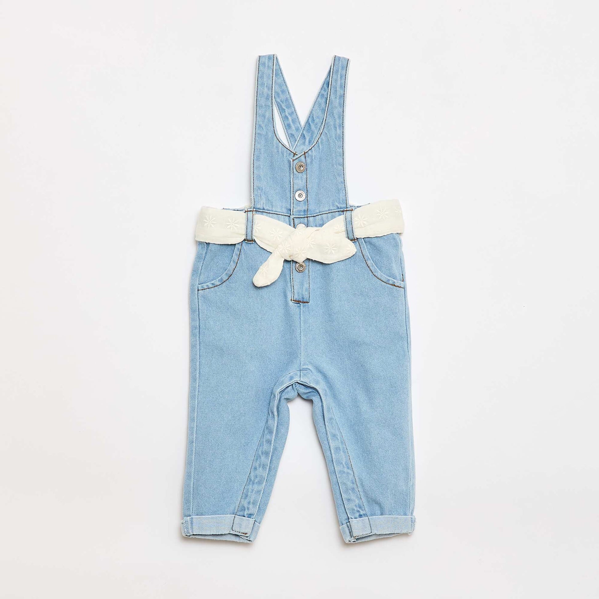 Long Denim Overalls WHITE