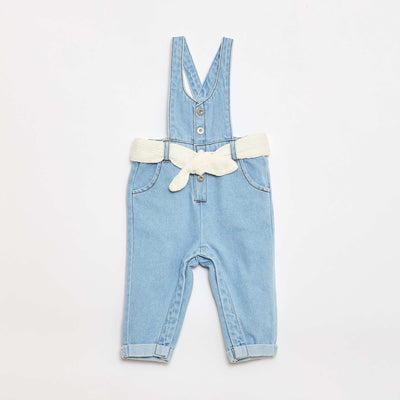Long Denim Overalls WHITE