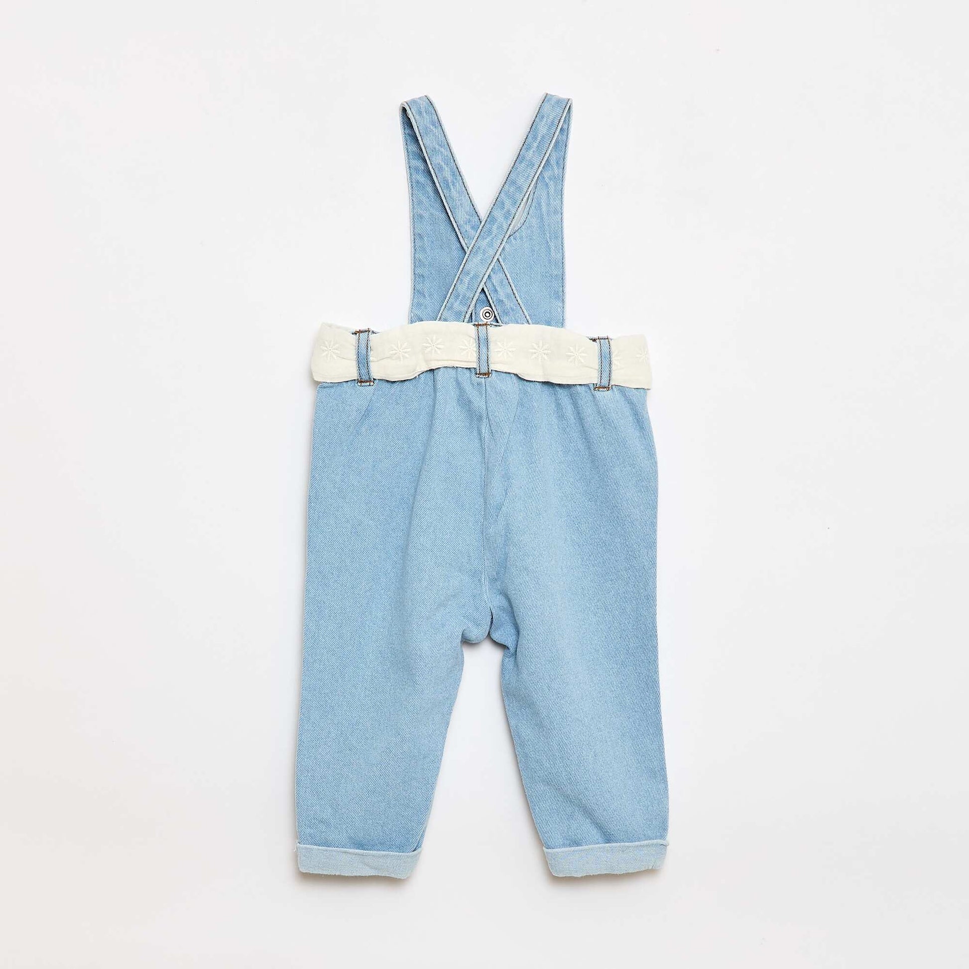 Long Denim Overalls WHITE