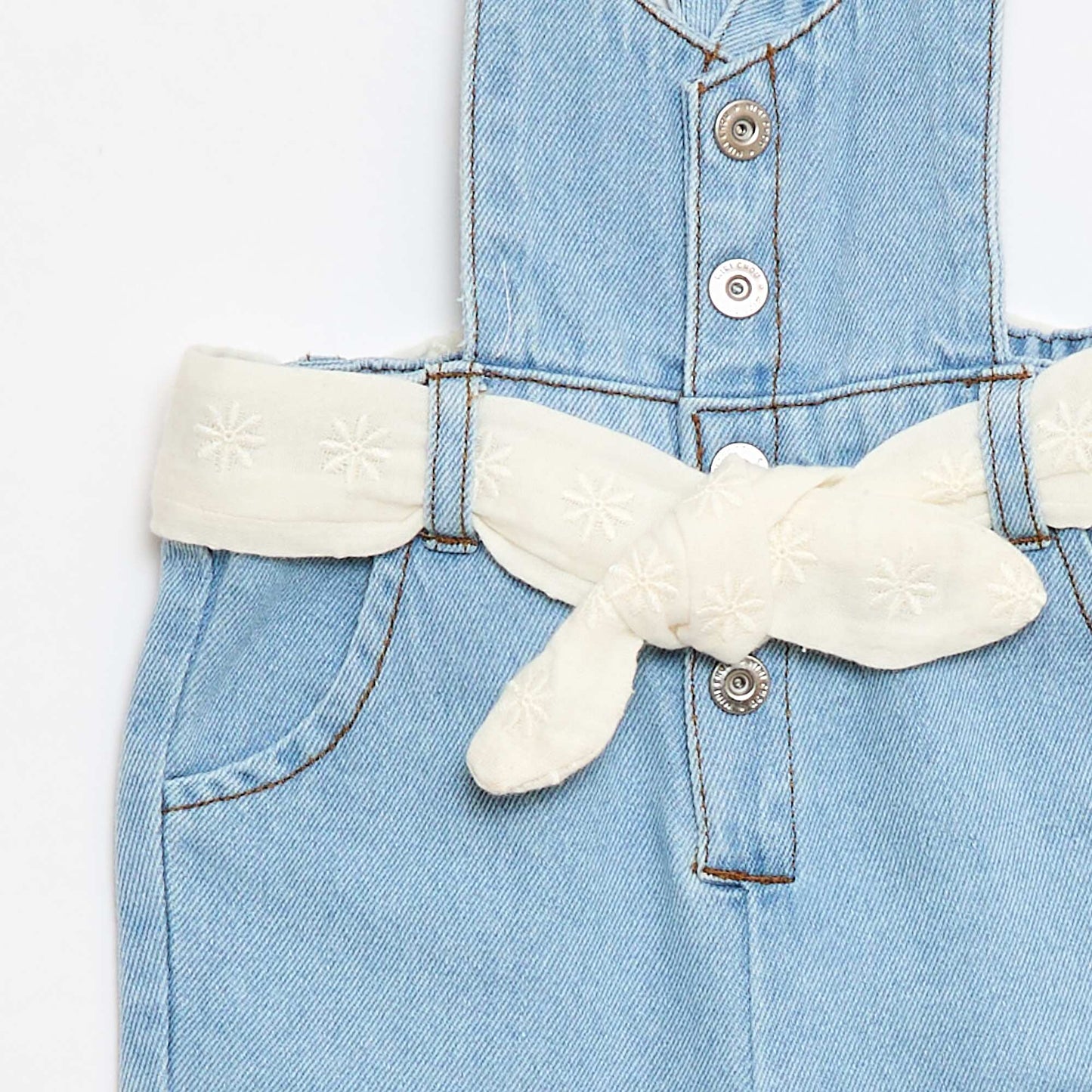 Long Denim Overalls WHITE
