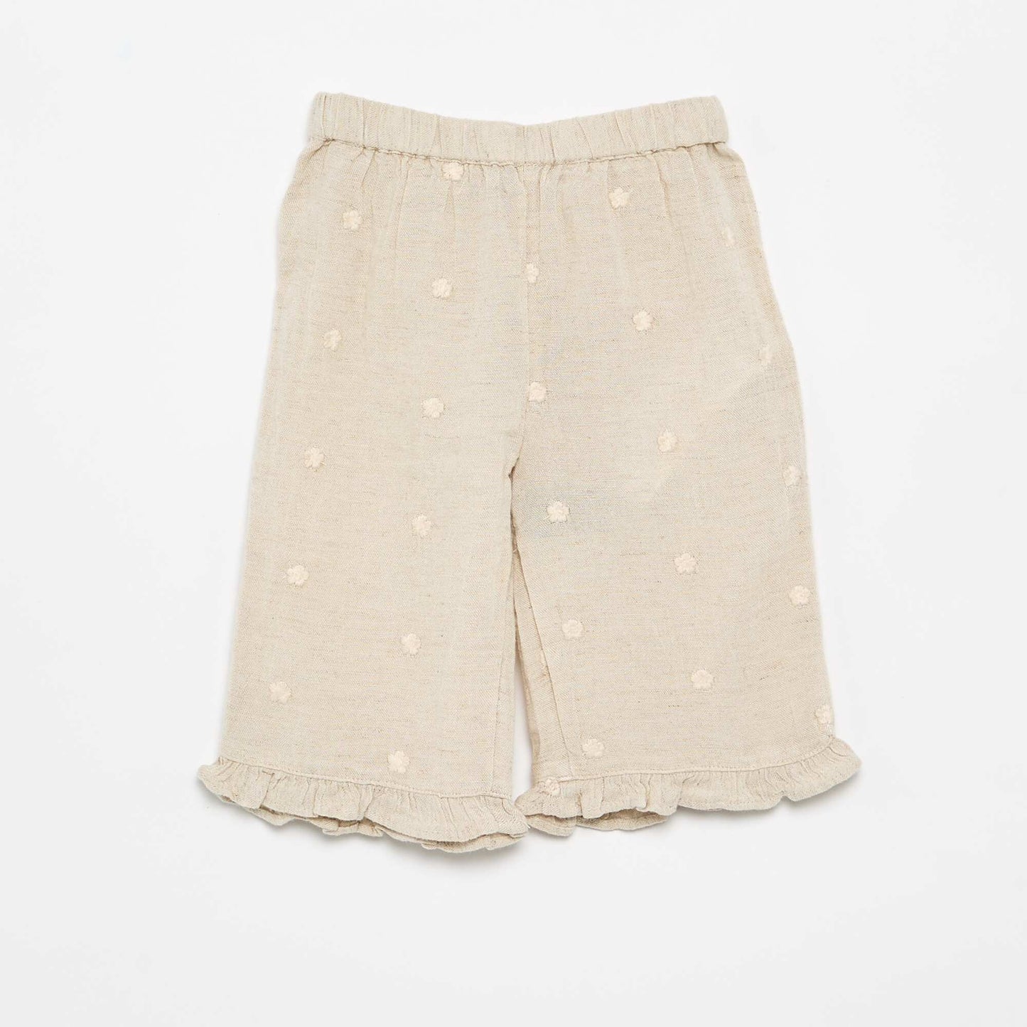 Trousers with floral embroidery BEIGE