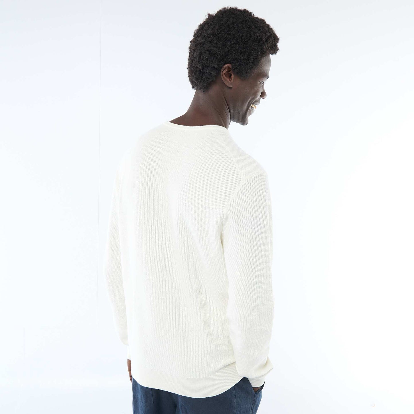 Honeycomb Knit Sweater WHITE