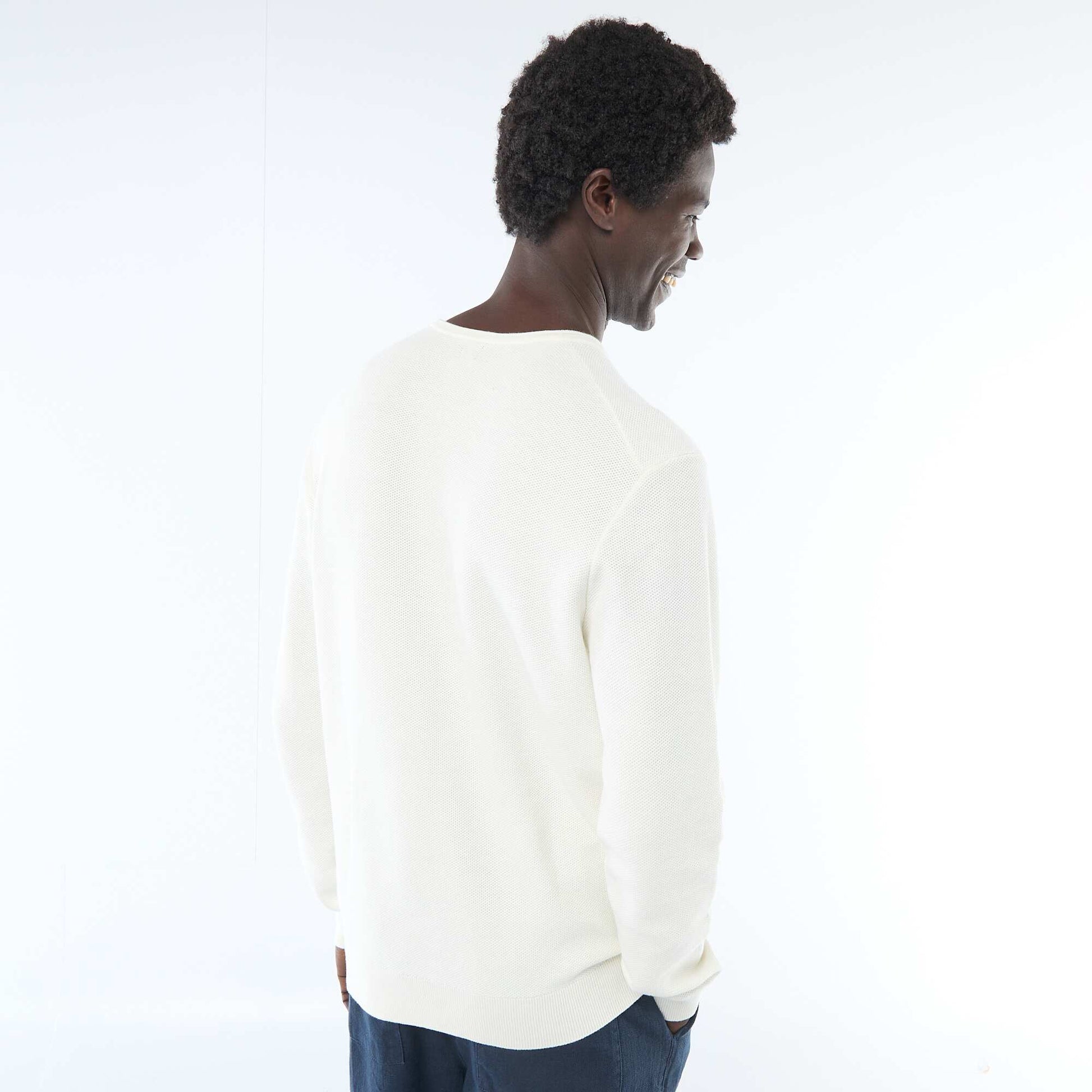 Honeycomb Knit Sweater WHITE