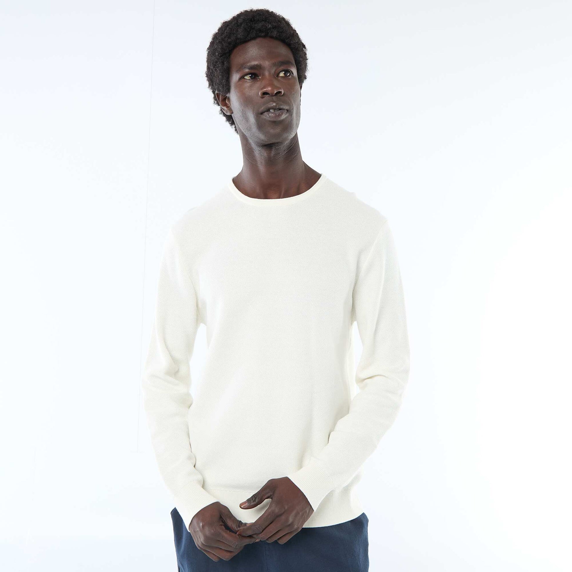 Honeycomb Knit Sweater WHITE