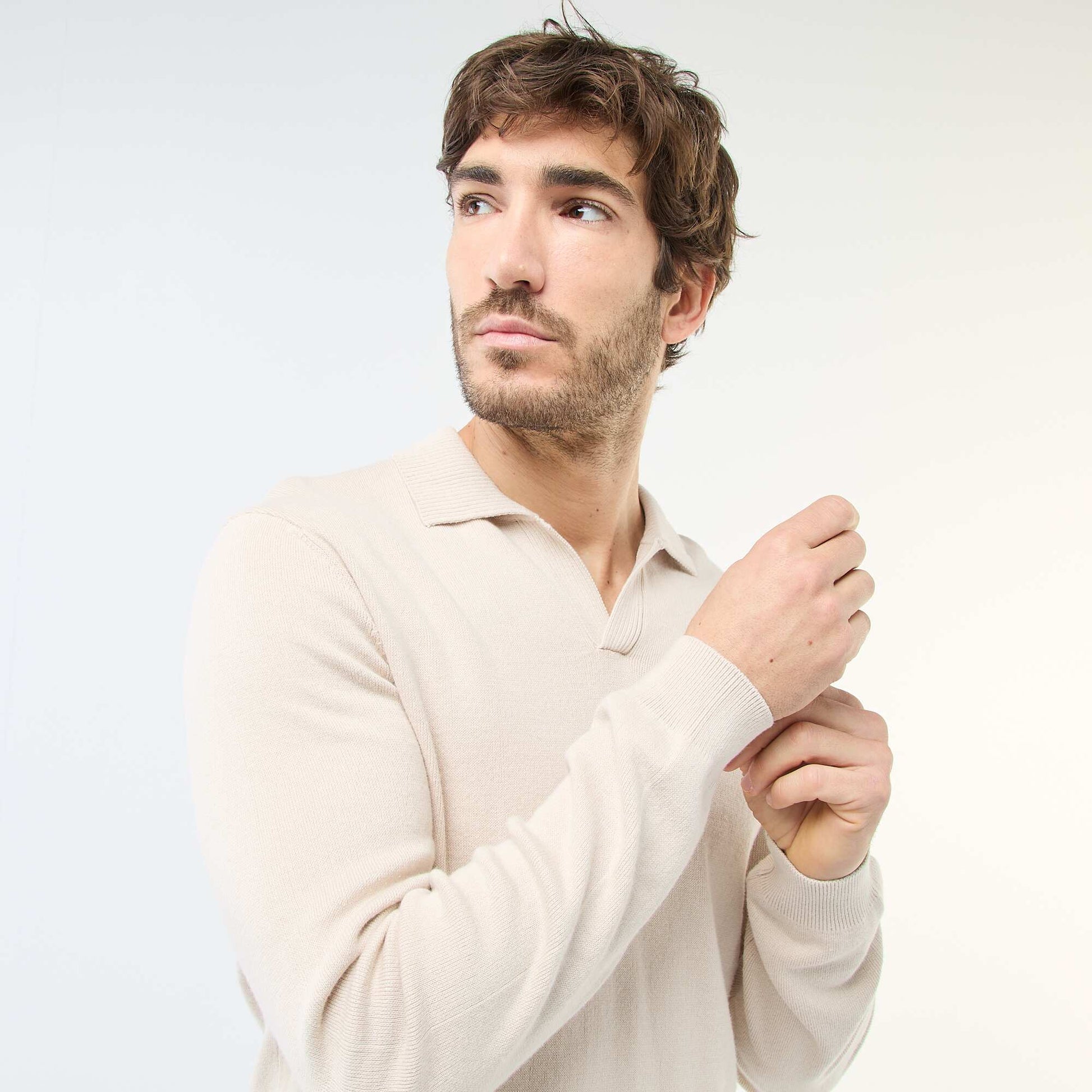 Polo Collar Knit Sweater GREY