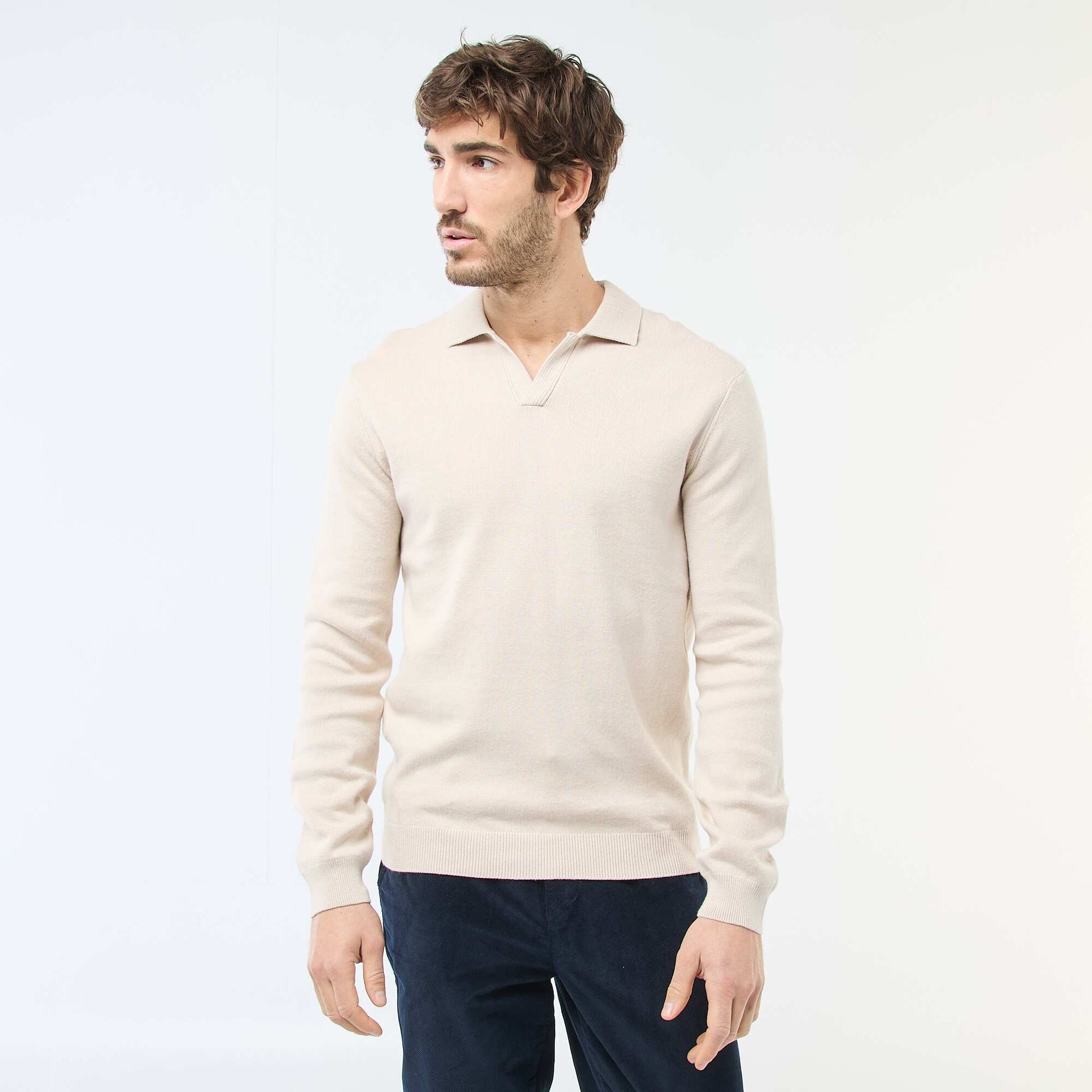 Polo Collar Knit Sweater GREY