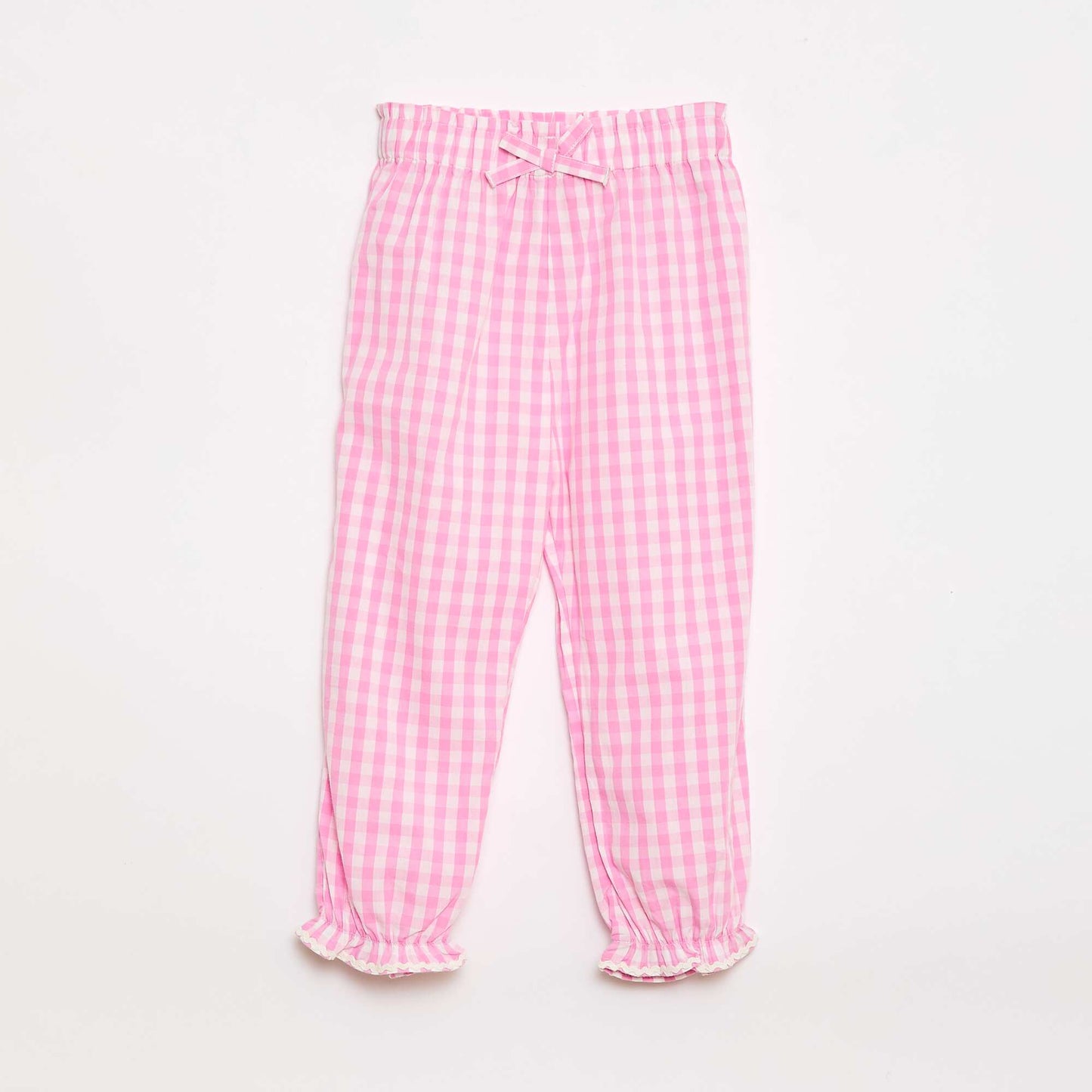 Pink Gingham Cotton Poplin Trousers PINK