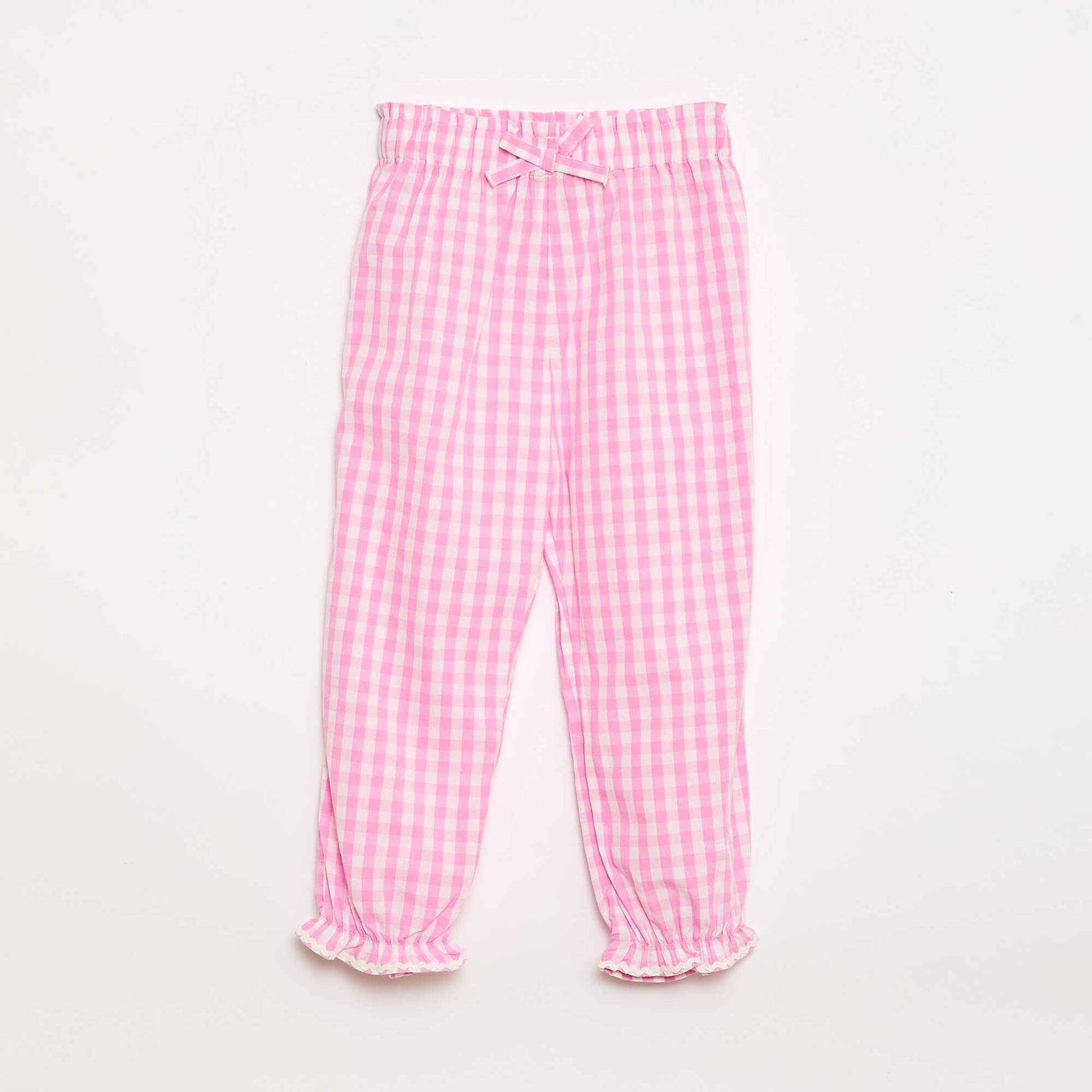 Pink Gingham Cotton Poplin Trousers PINK