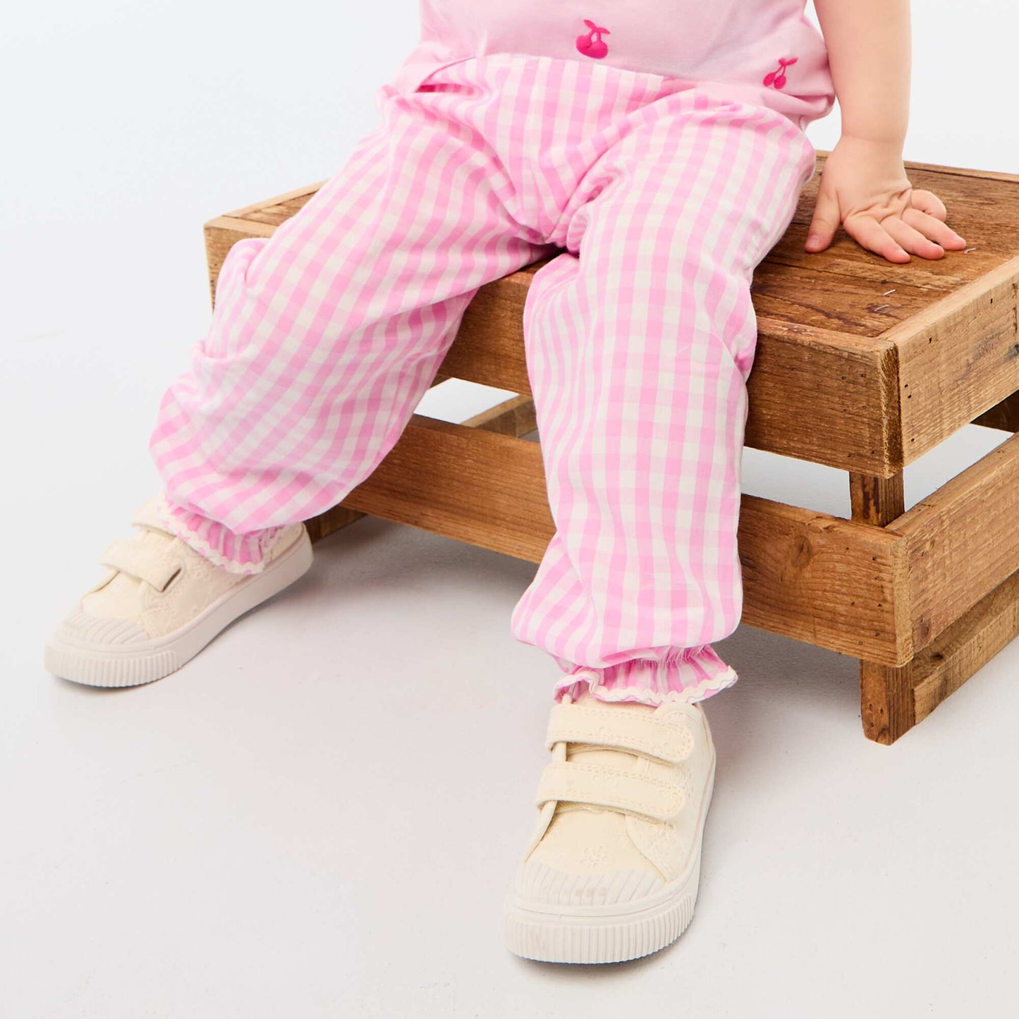 Pink Gingham Cotton Poplin Trousers PINK