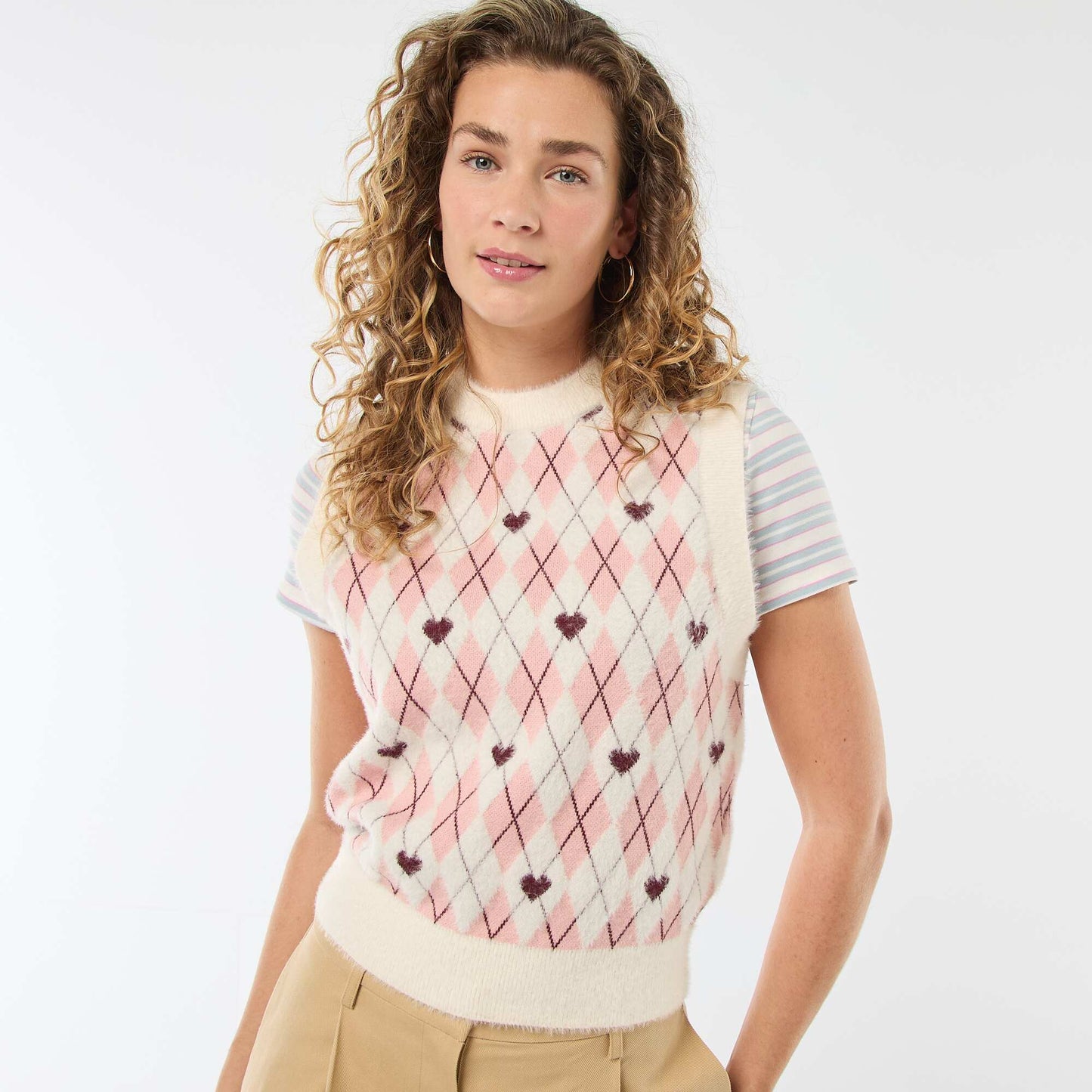 Diamond Print Sweater - Valentine's Day PINK
