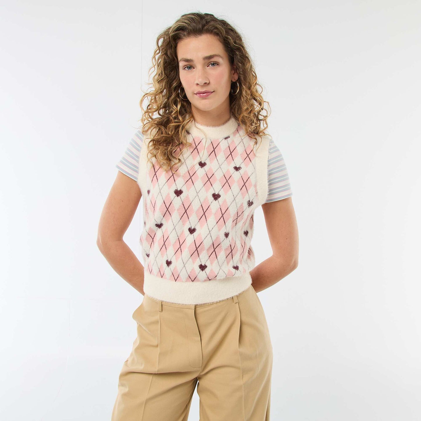 Diamond Print Sweater - Valentine's Day PINK