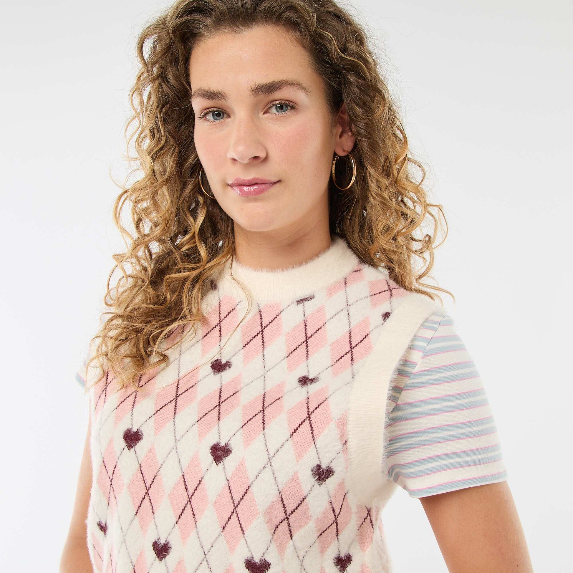 Diamond Print Sweater - Valentine's Day PINK