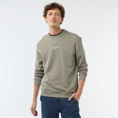 Printed Front and Back Lightweight Fleece Sweatshirt KHAKI