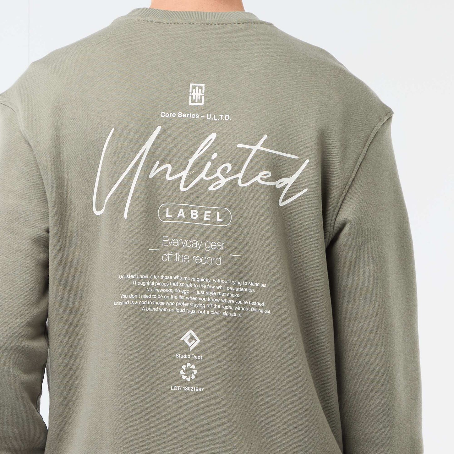Printed Front and Back Lightweight Fleece Sweatshirt KHAKI