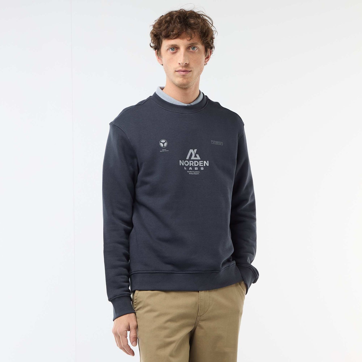 Printed Front and Back Lightweight Fleece Sweatshirt BLUE