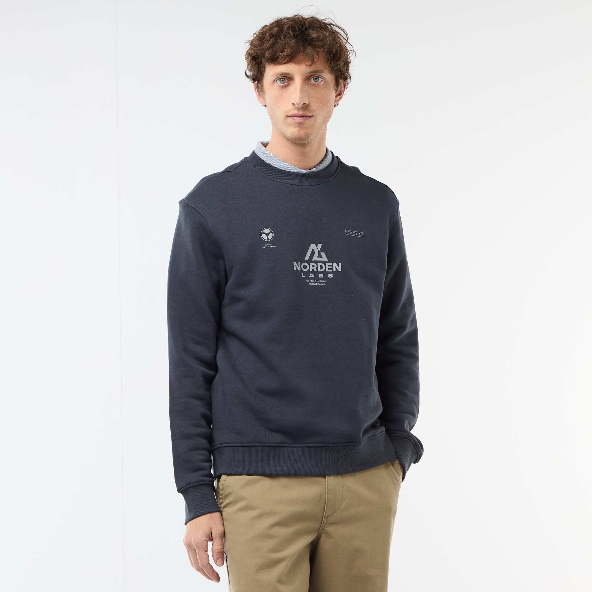Printed Front and Back Lightweight Fleece Sweatshirt BLUE