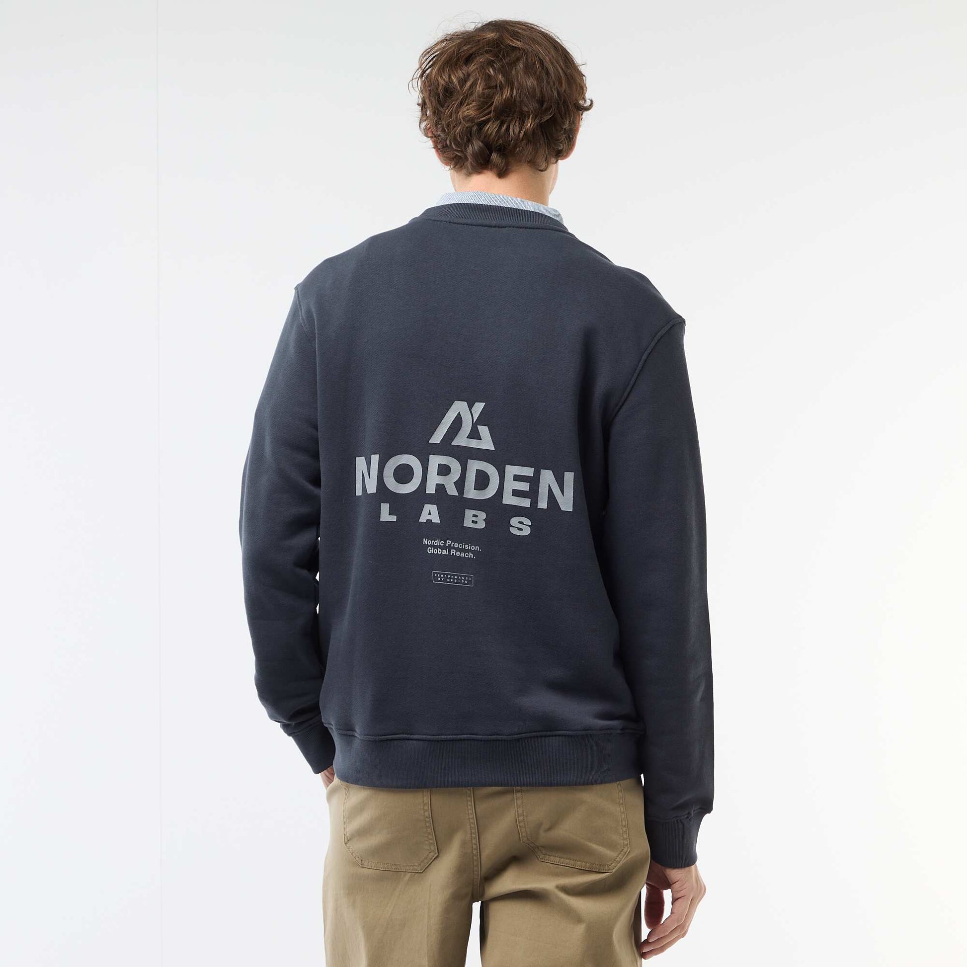 Printed Front and Back Lightweight Fleece Sweatshirt BLUE