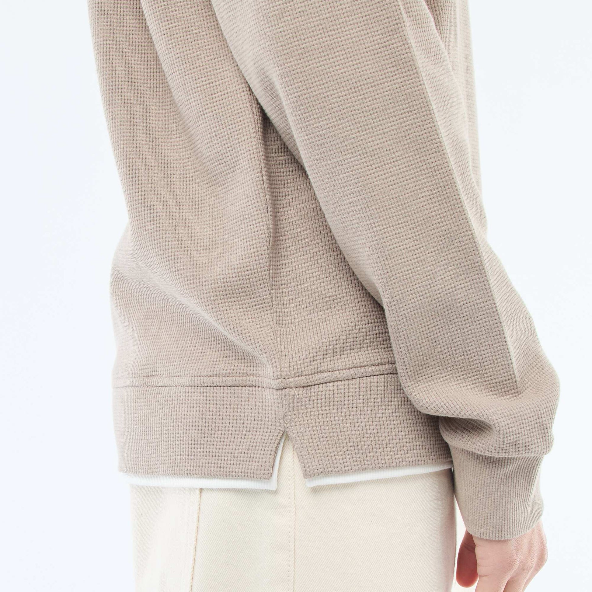 Honeycomb Knit Crew Neck Sweater BEIGE