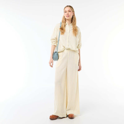 Linen Blend Palazzo Trousers YELLOW
