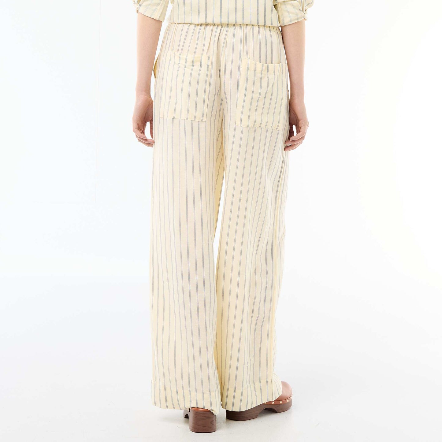 Linen Blend Palazzo Trousers YELLOW