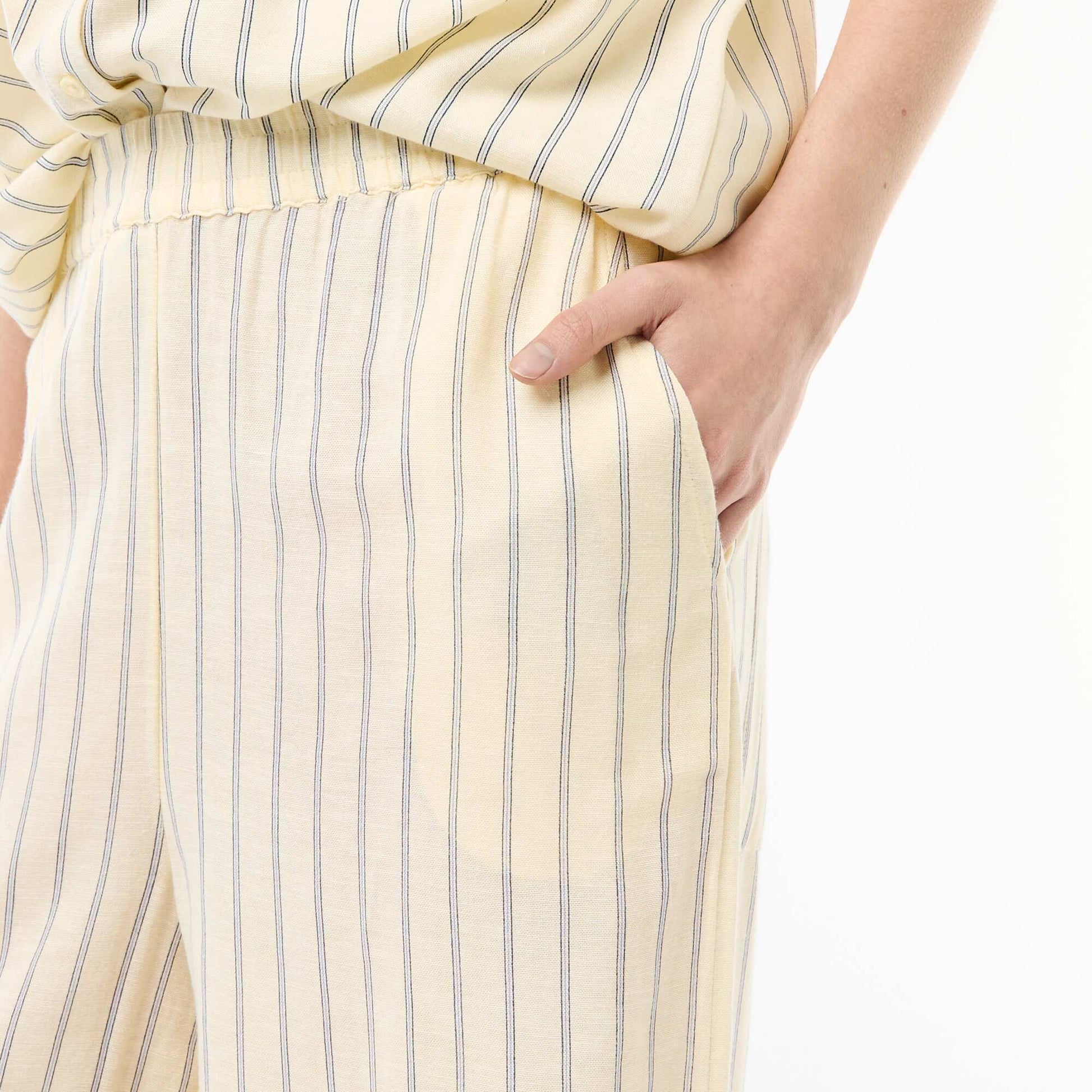 Linen Blend Palazzo Trousers YELLOW