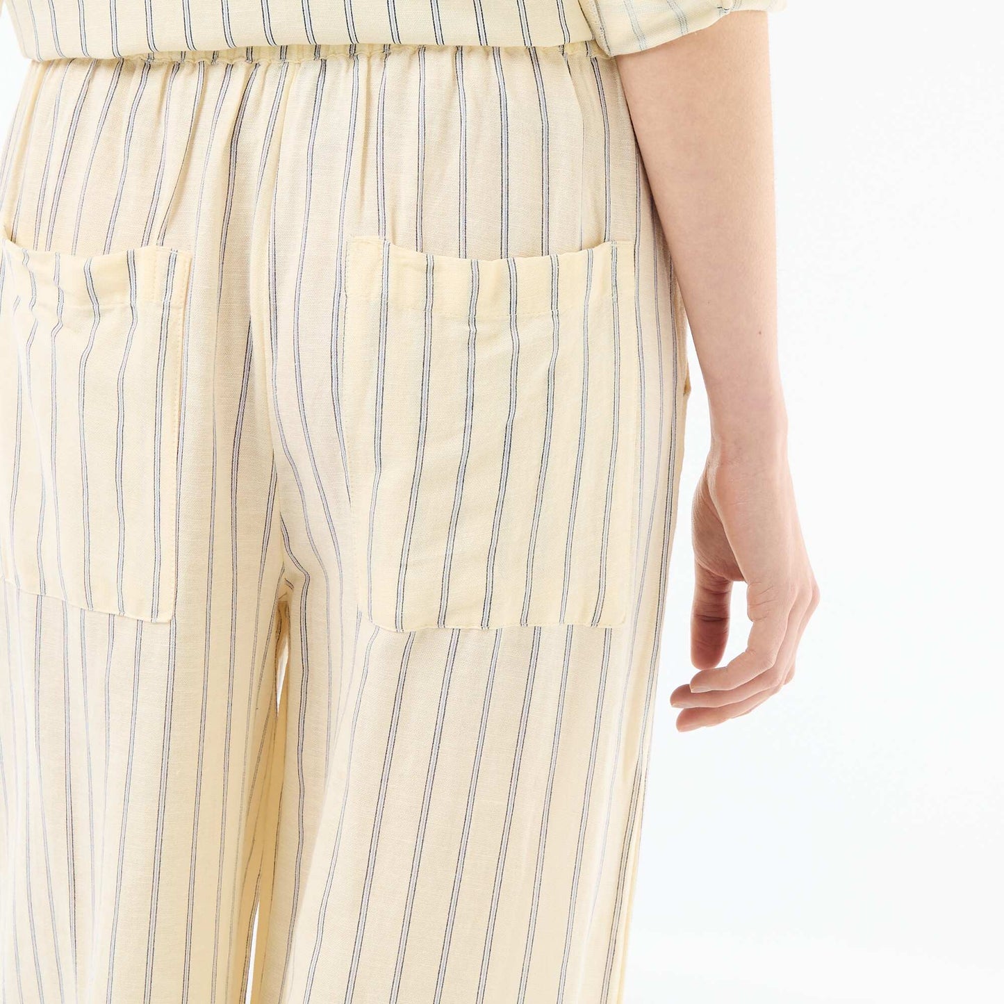 Linen Blend Palazzo Trousers YELLOW