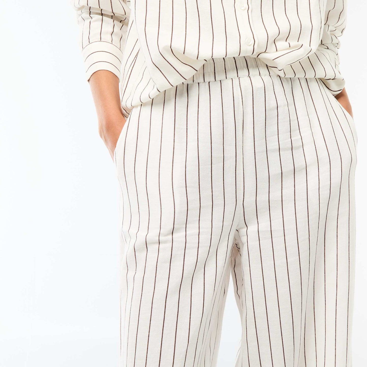 Linen Blend Palazzo Trousers WHITE