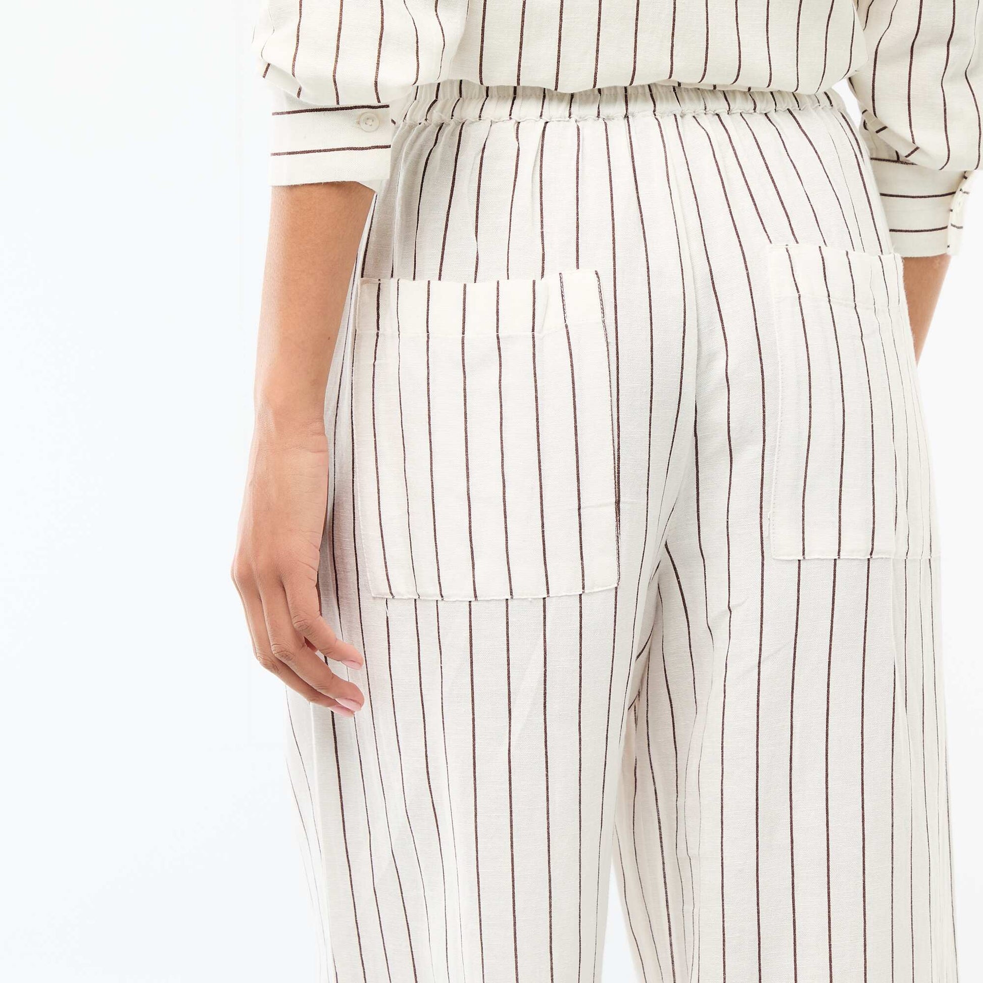 Linen Blend Palazzo Trousers WHITE