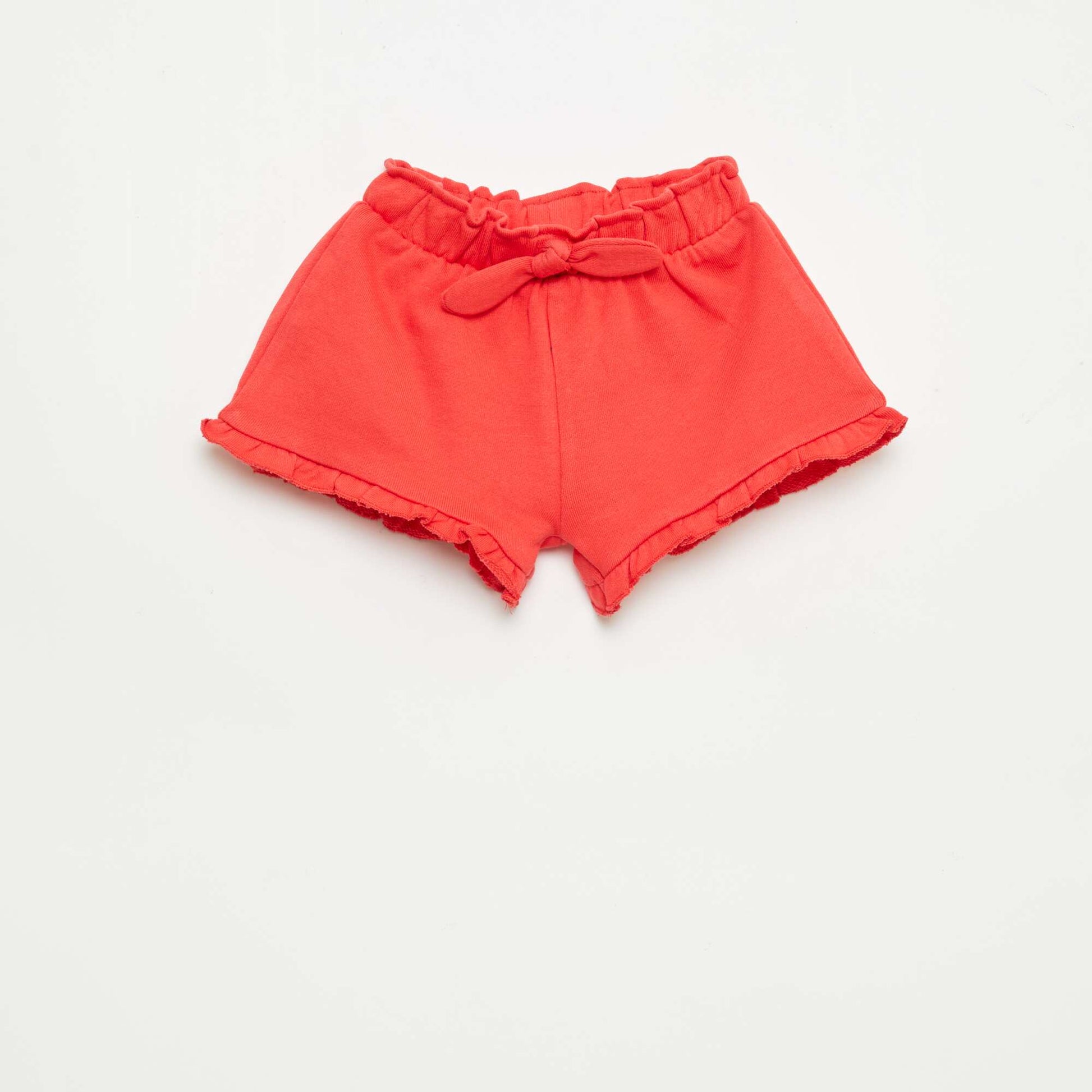 Ruffled shorts with waist tie RED