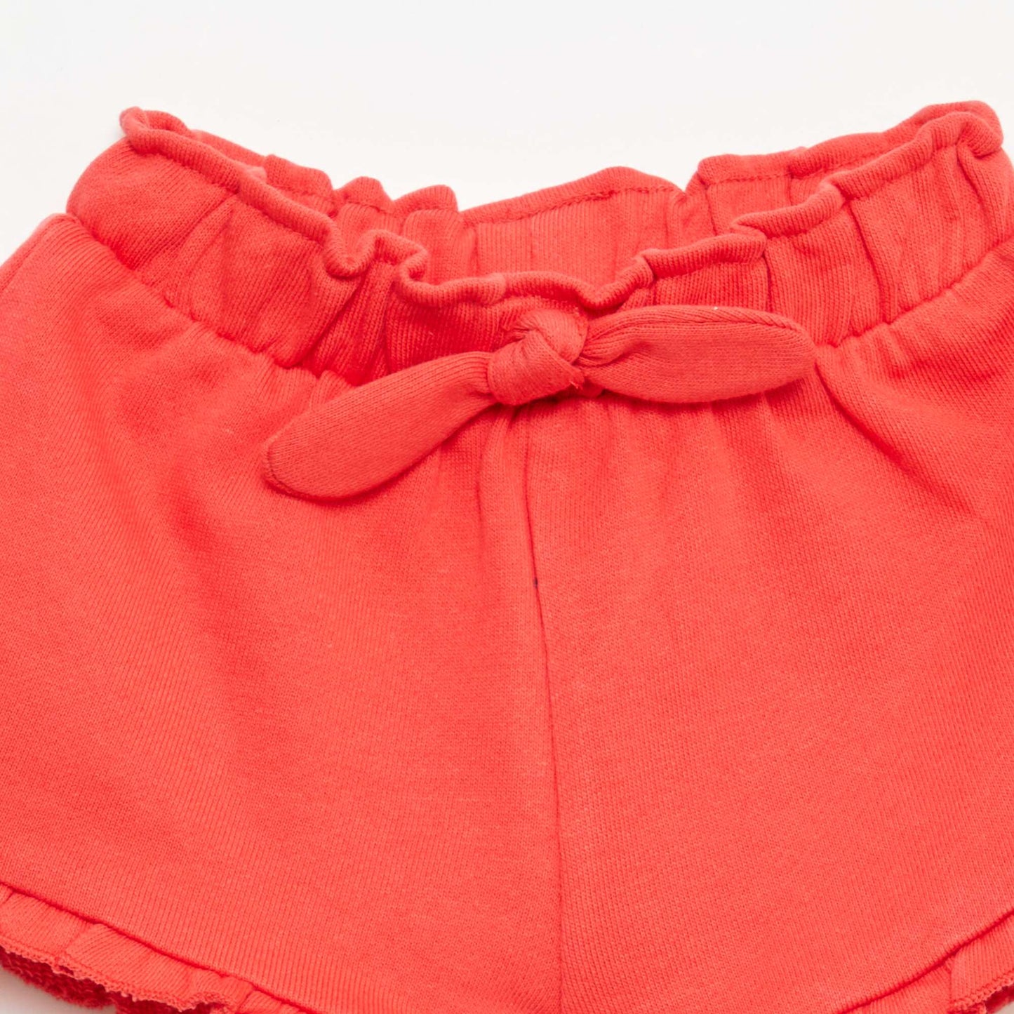 Ruffled shorts with waist tie RED