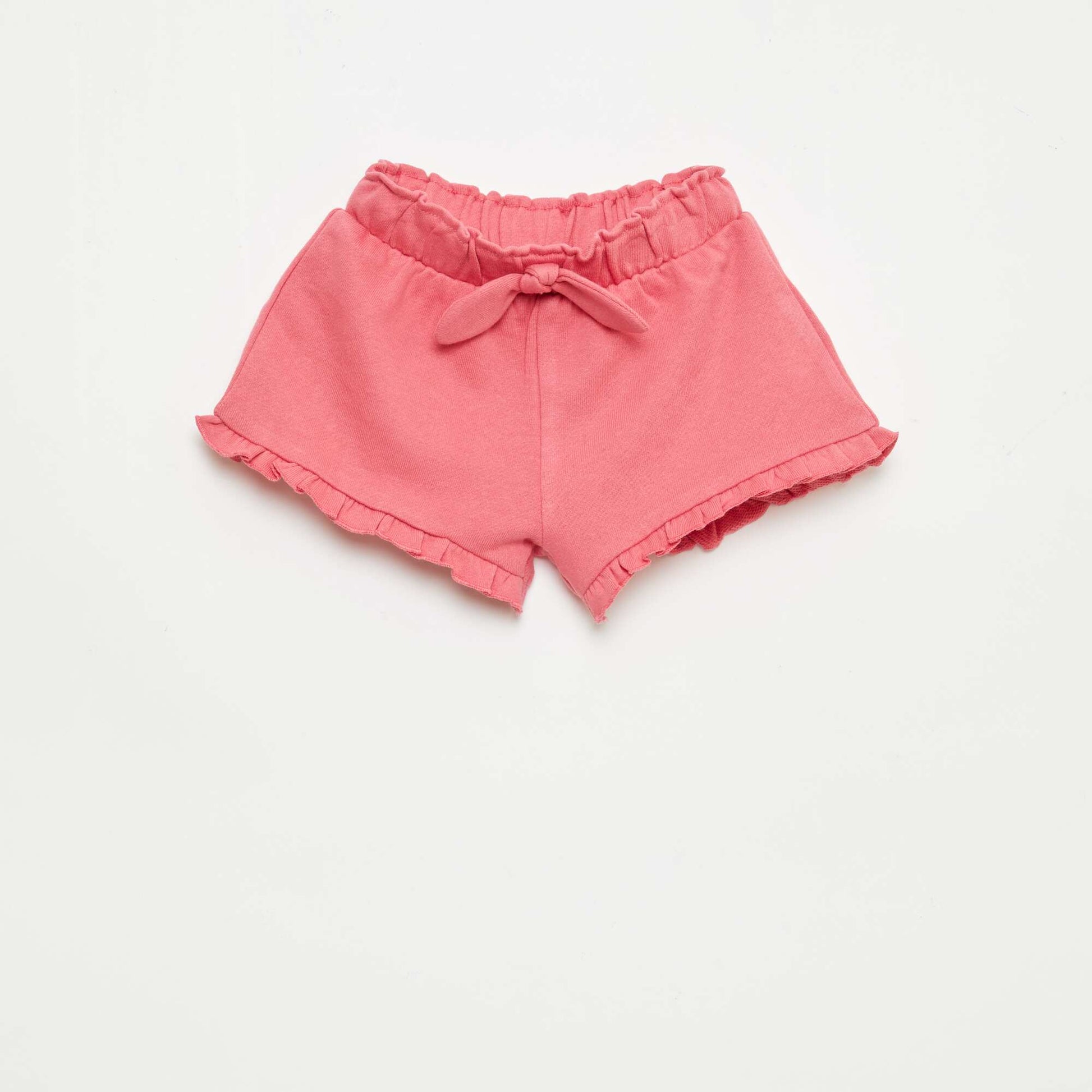 Ruffled shorts with waist tie FUCHSIA