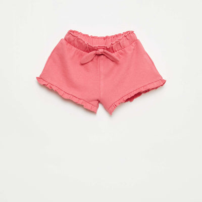 Ruffled shorts with waist tie FUCHSIA