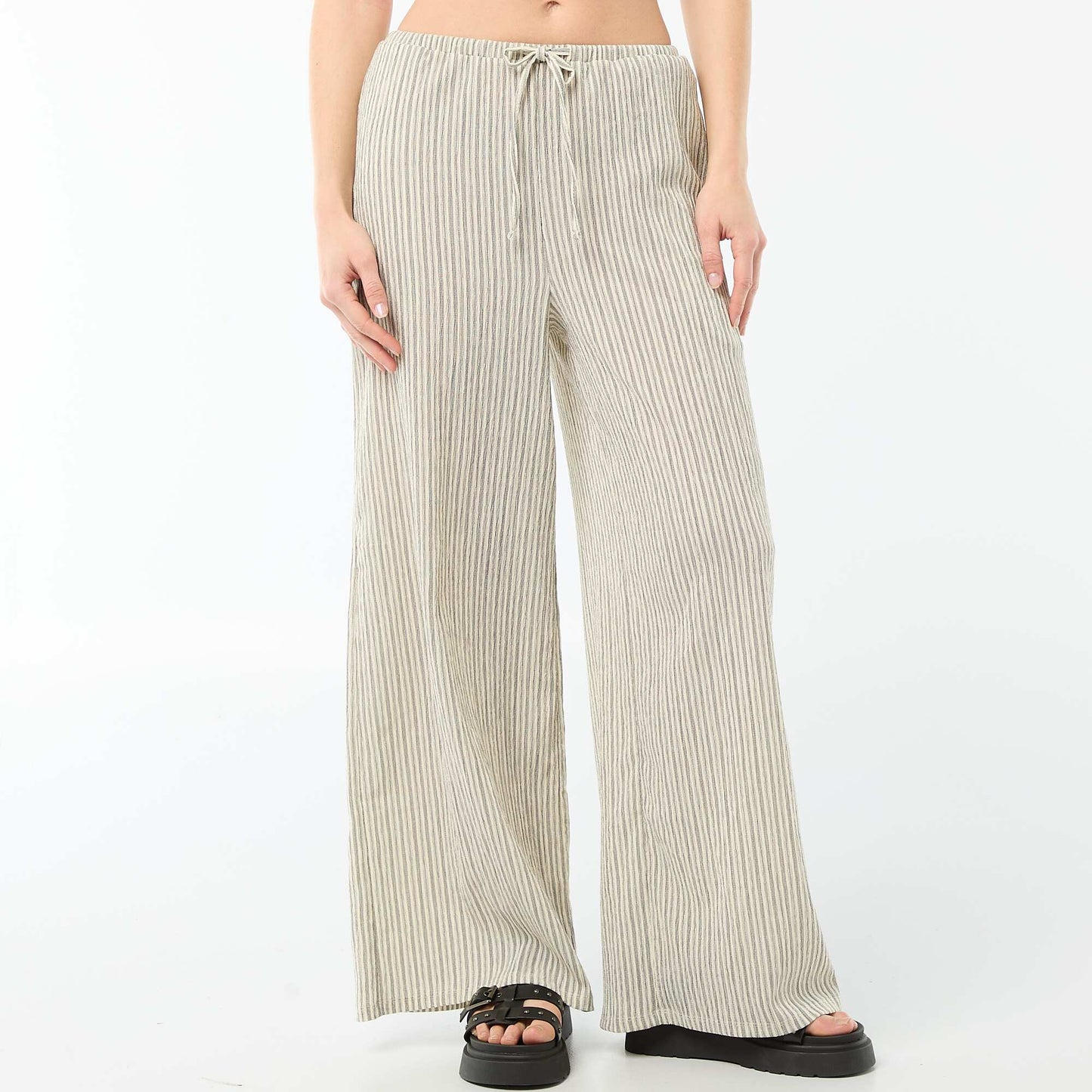 Wide-Leg Crêpe Trousers with 2 Pockets WHITE