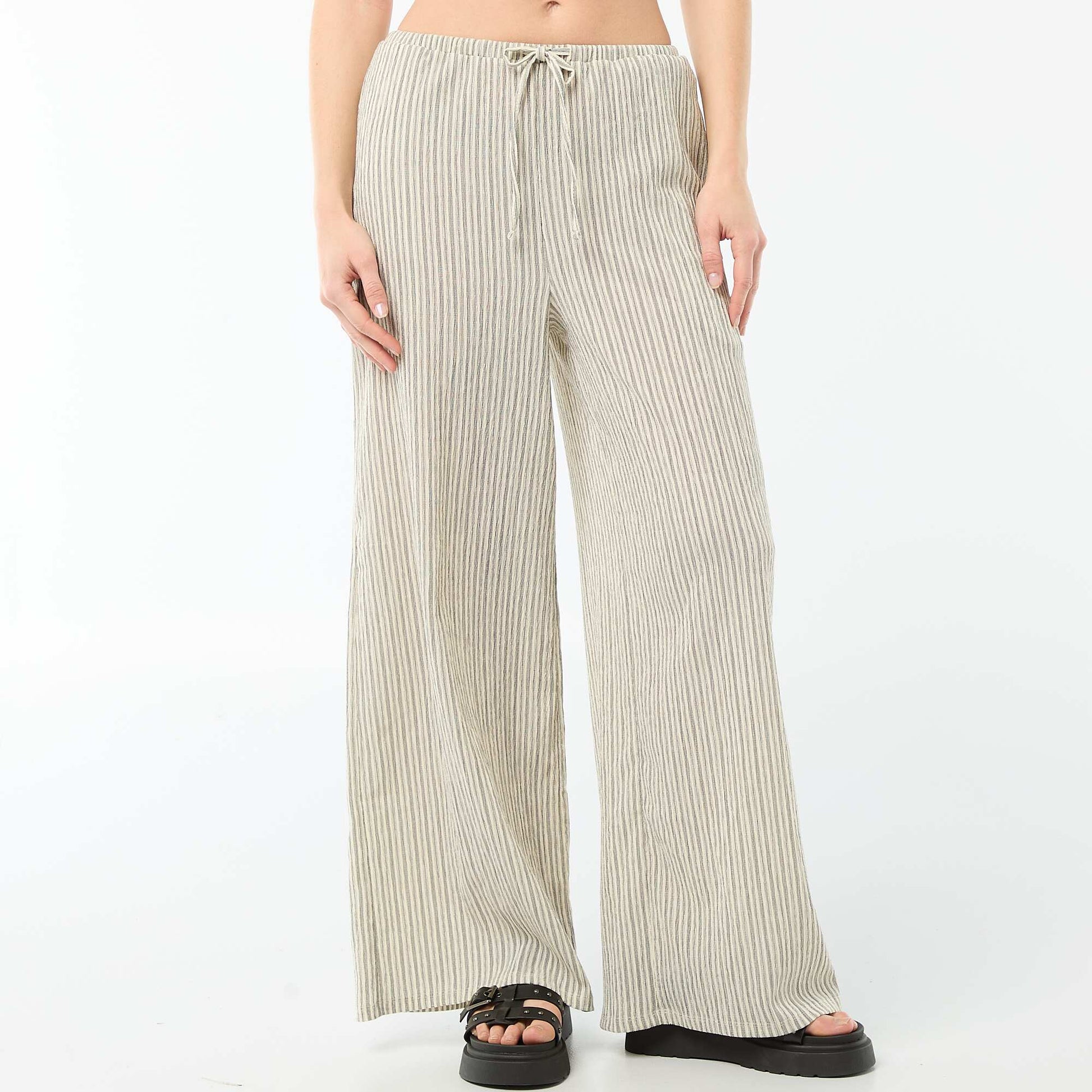 Wide-Leg Crêpe Trousers with 2 Pockets WHITE
