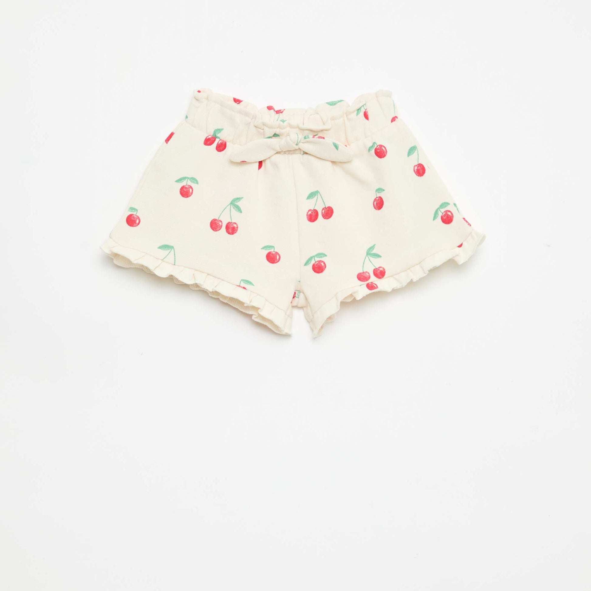 Lightweight French Terry Shorts with Ruffle Hem WHITE