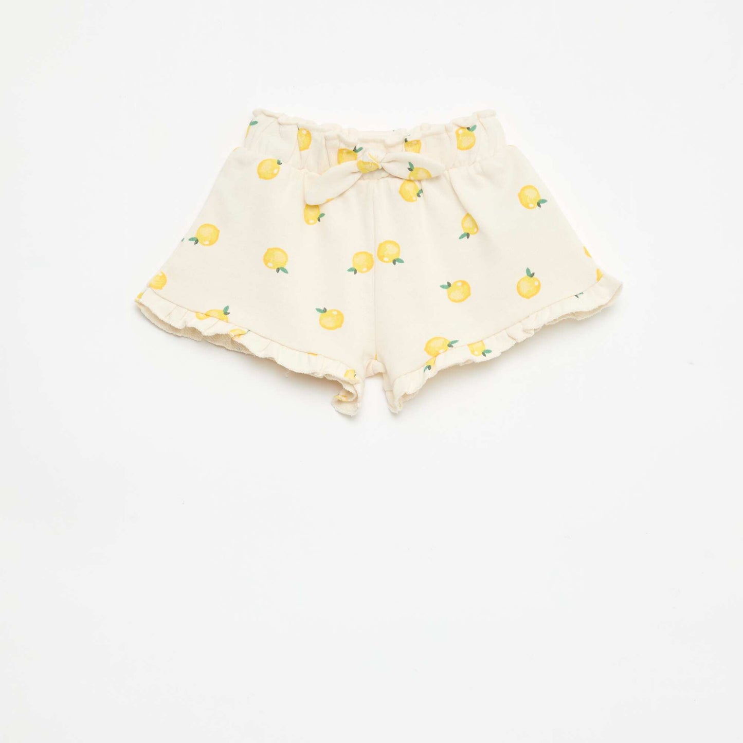 Lightweight French Terry Shorts with Ruffle Hem WHITE