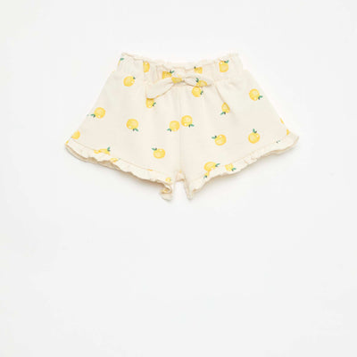 Lightweight French Terry Shorts with Ruffle Hem WHITE