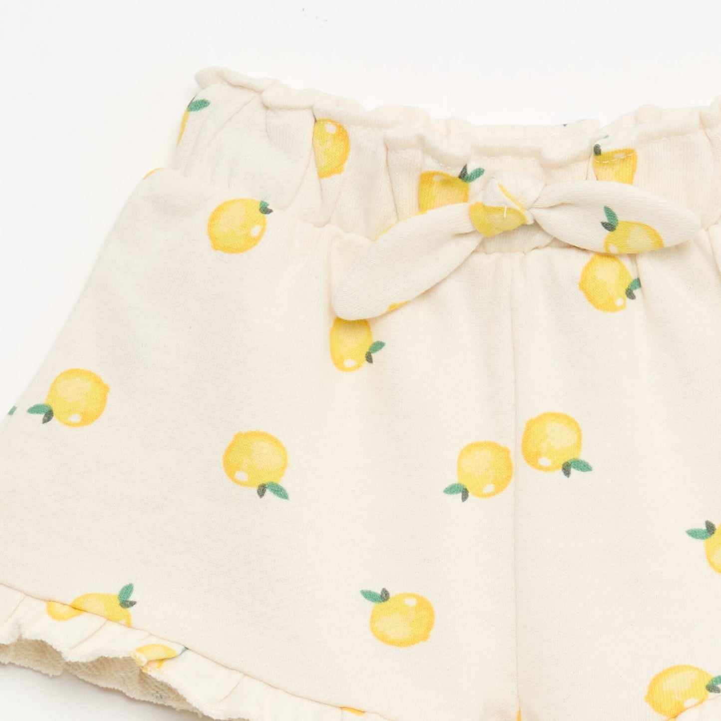 Lightweight French Terry Shorts with Ruffle Hem WHITE