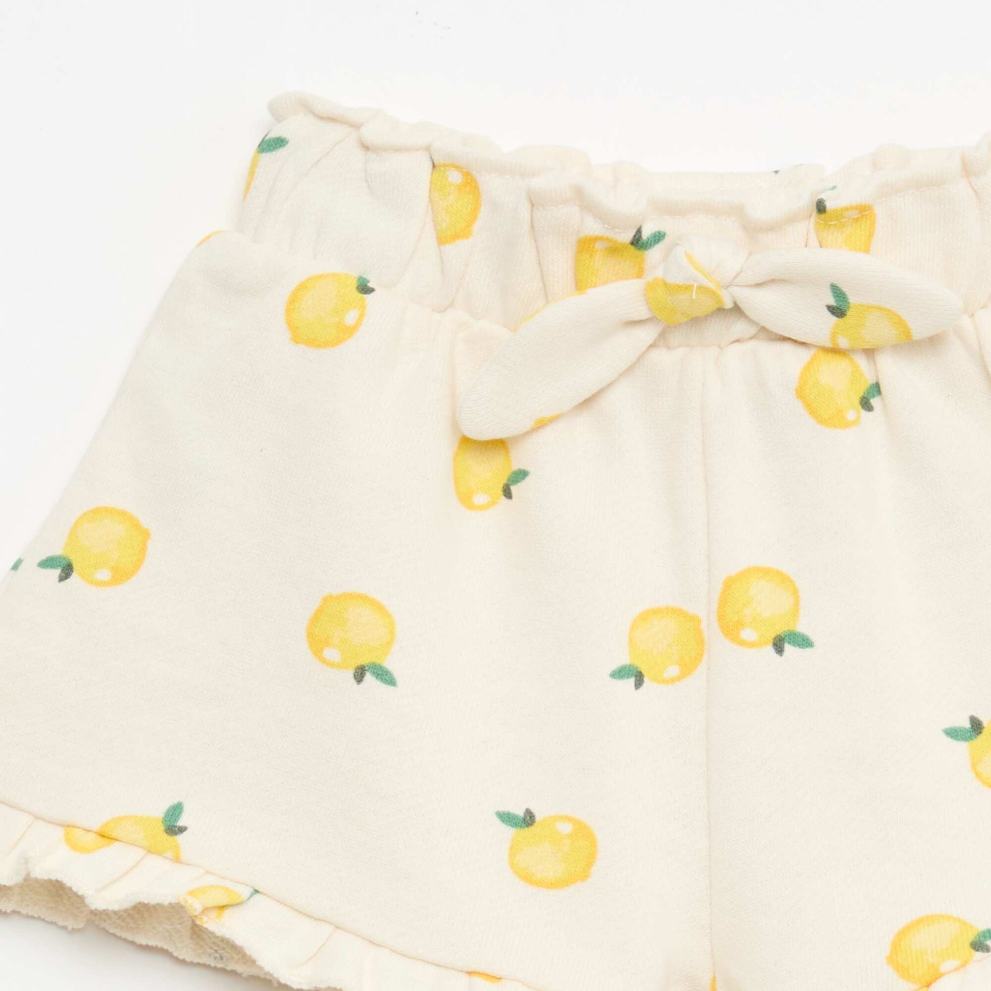 Lightweight French Terry Shorts with Ruffle Hem WHITE