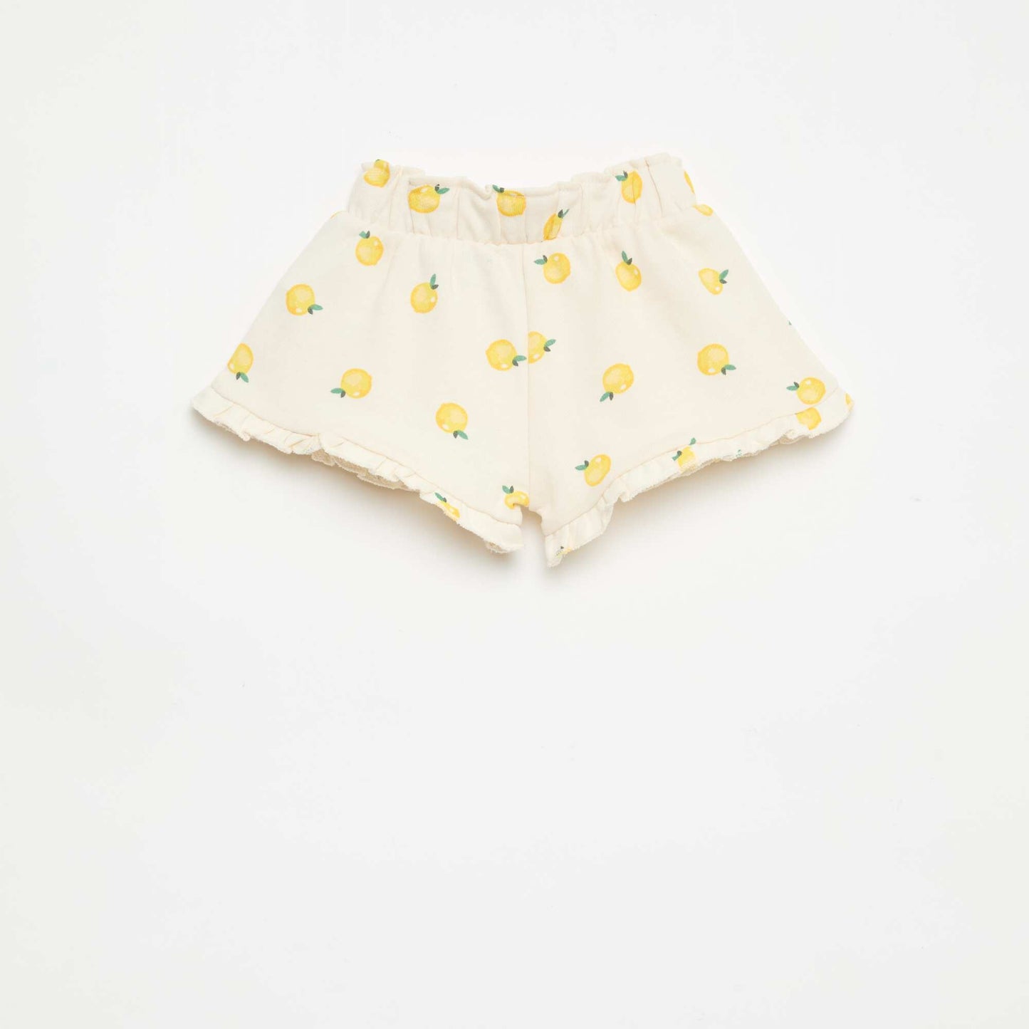 Lightweight French Terry Shorts with Ruffle Hem WHITE