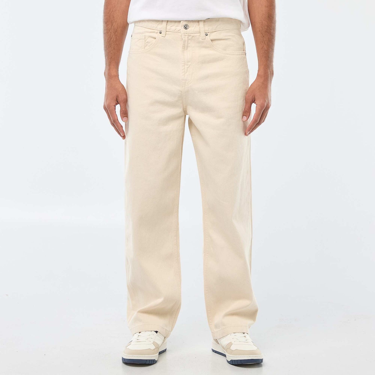 Wide Leg / Relaxed Fit 5-Pocket Jeans WHITE