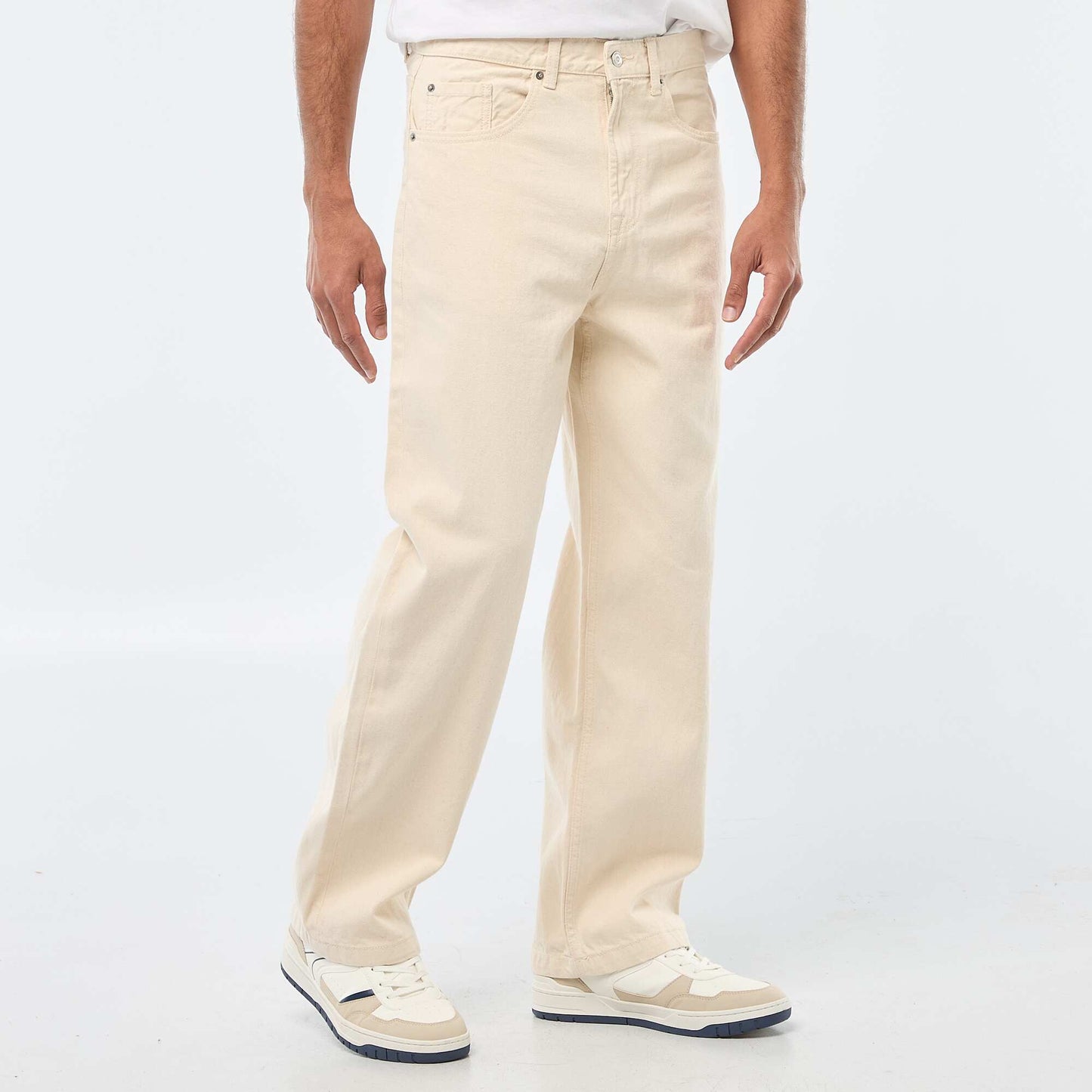 Wide Leg / Relaxed Fit 5-Pocket Jeans WHITE